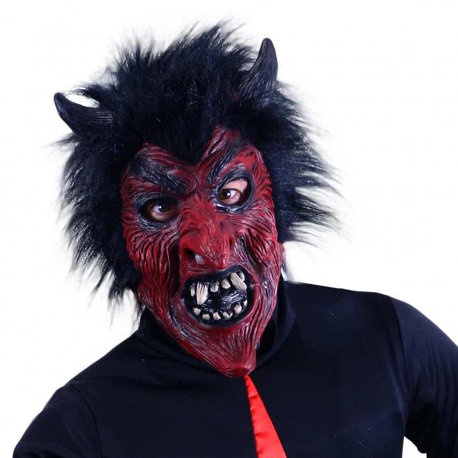 Masque de diable avec cheveux pour adulte