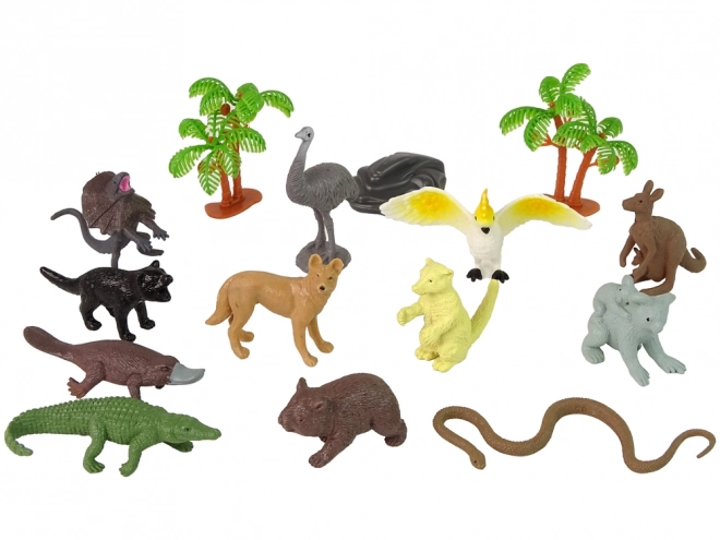 Ensemble de figurines Animaux d'Australie 12 pcs. Accessoires dans un tube