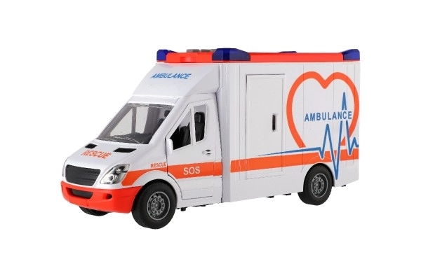 Ambulance Jouet en Plastique 28cm avec Brancard et Roue Libre avec Lumière et Son