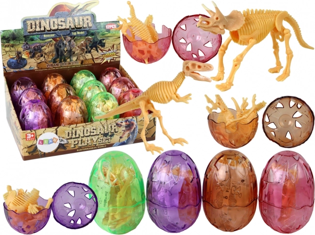 Œuf de dinosaure ouvrable avec squelette – 9 cm, 4 couleurs