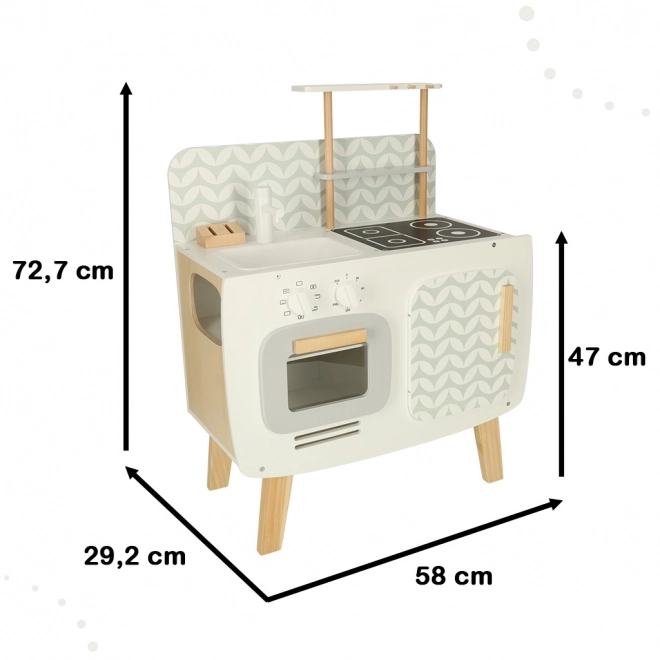 Cuisine rétro en bois pour enfants avec accessoires