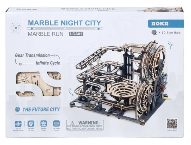 Piste à billes Night City - Kit de construction en bois 3D
