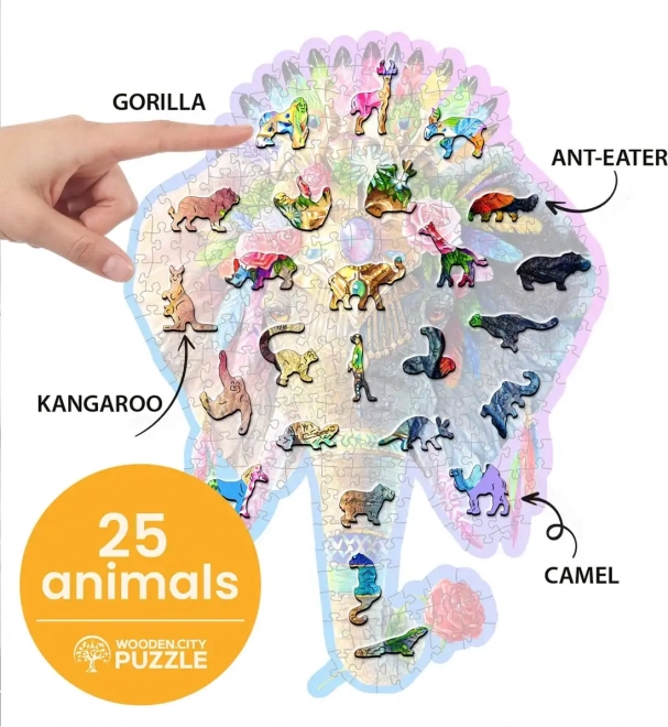 WOODEN CITY Puzzle en bois Élégant éléphant 250 pièces EKO