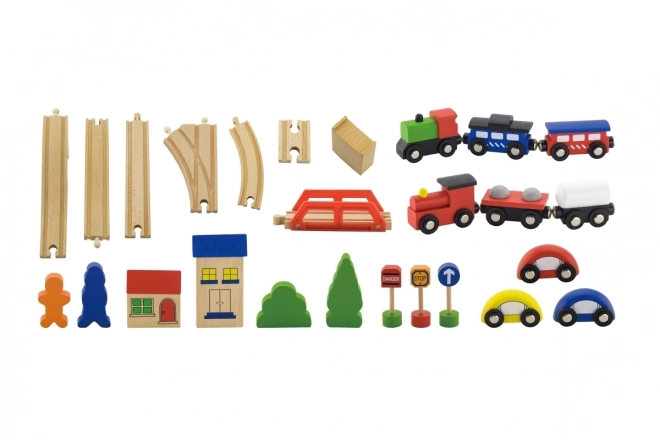 Viga Circuit de train en bois 49 pcs
