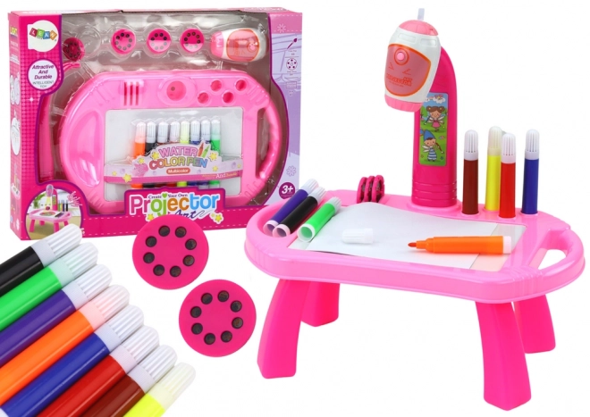 Table de dessin avec projecteur rose