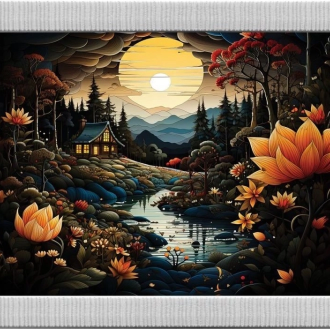 Puzzle Nuits Étoilées 3 en 1 avec Cadre et Colle, 1000 Pièces