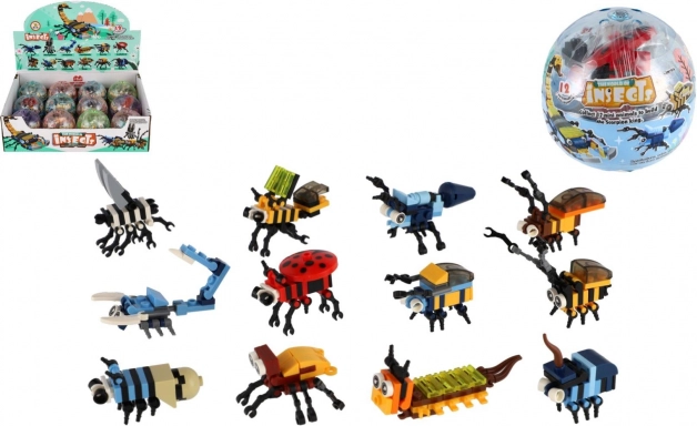 jeu de construction insectes – mini modèles en boule, assortiment d’espèces