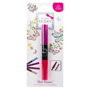 Lukky 2-en-1 mascara et paillettes pour cils, rouge