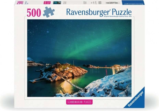 Puzzle 500 pièces Aurore boréale au-dessus de Bergsfjord