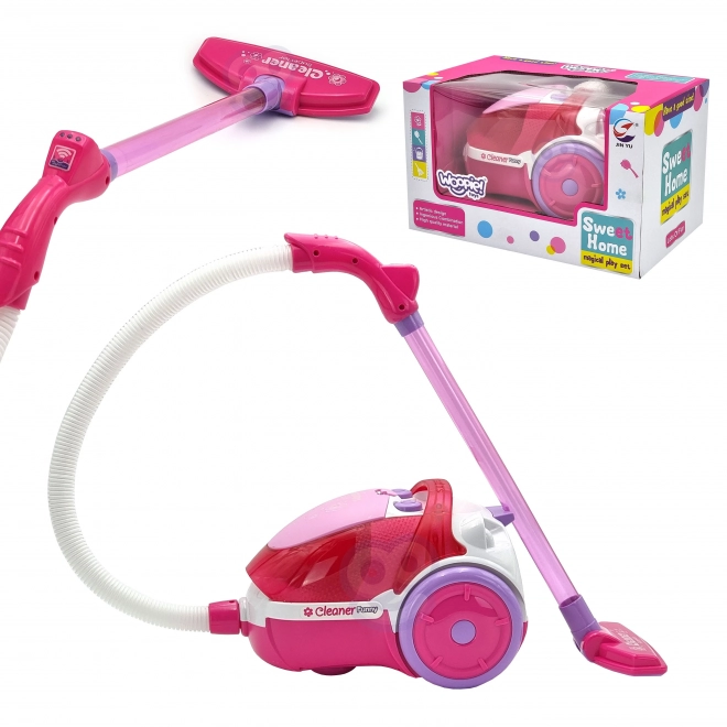 Aspirateur rose pour enfants avec fonction d'aspiration