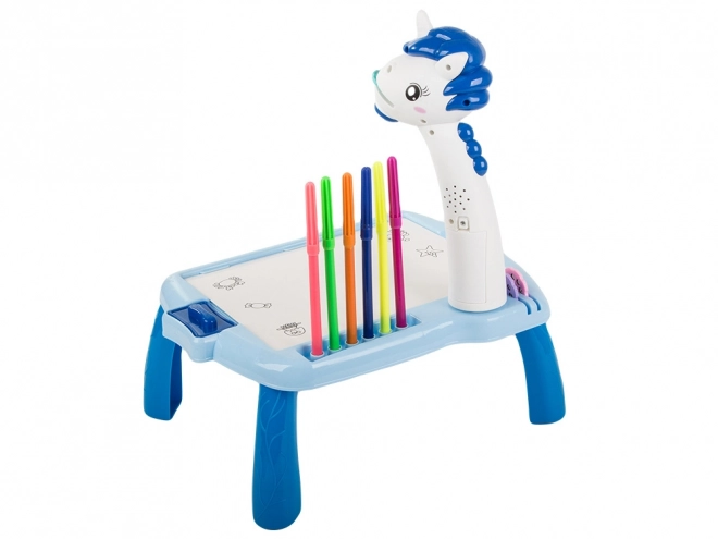 Table éducative pour enfants avec projecteur bleu