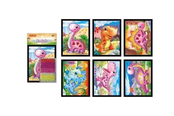 Mosaïque image mini dinosaure scintillant 10x12cm assortiment