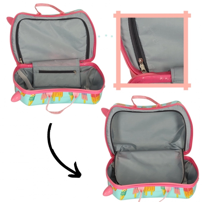 Valise pour enfants à roulettes avec motif de crème glacée