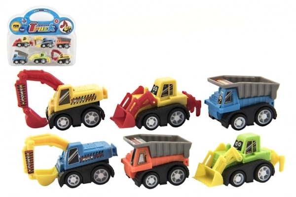 Ensemble mini véhicules de construction en plastique 5cm 6pcs sous blister