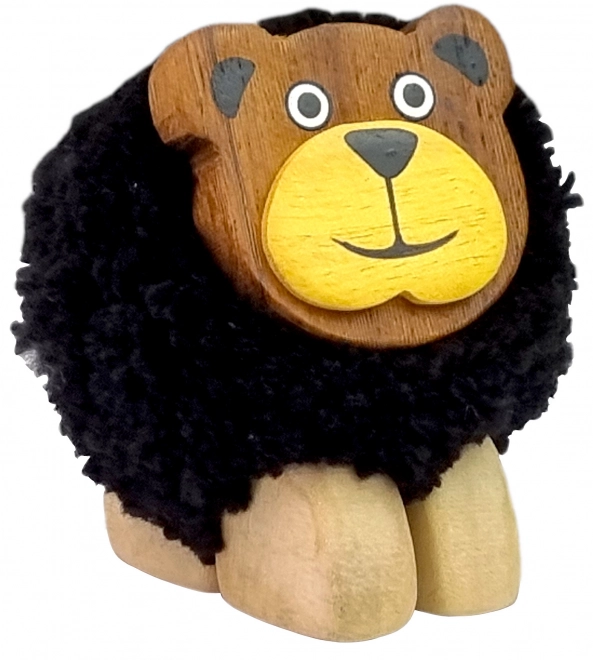 Figurine décorative en bois Ours XL Pompon