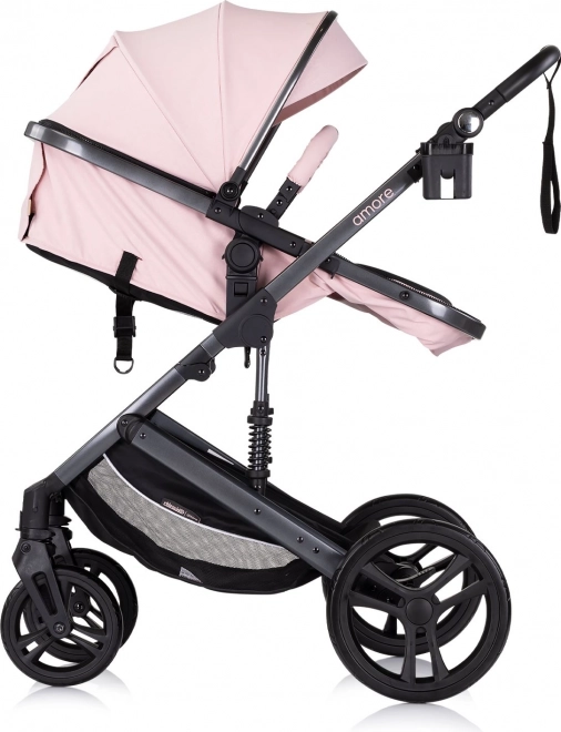 Poussette combinée Amore 2en1 rose guimauve