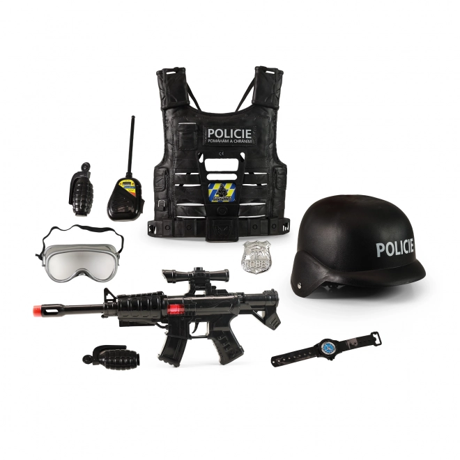 Gilet de police avec inscriptions tchèques et accessoires