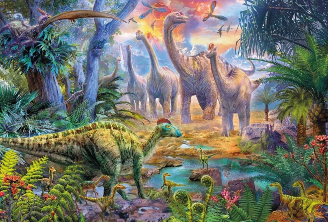 SCHMIDT Puzzle Dinosaure 4en1 dans une boîte en métal (60,60,100,100 pièces)