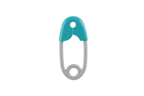 Hochets épingle plastique 12cm turquoise et gris 12x19cm en sachet 0+
