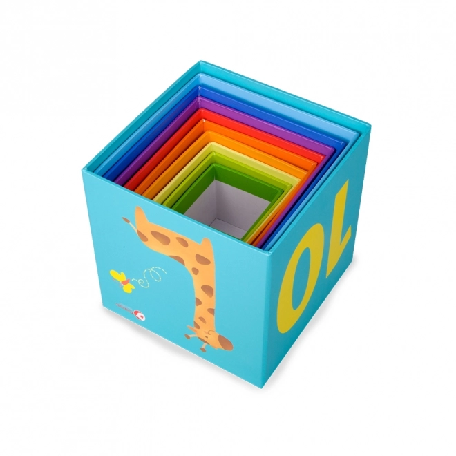 Pyramide en blocs carrés avec animaux et chiffres - 10 cubes