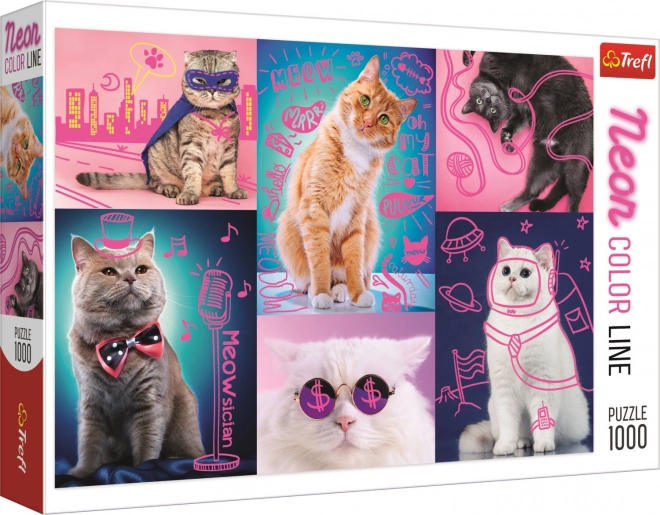 Puzzle Ligne Couleurs Néon - Super Chats 1000 pièces