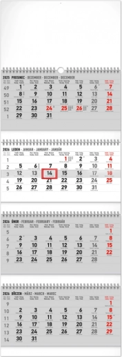 Calendrier mural 4 mois standard pliant 2026