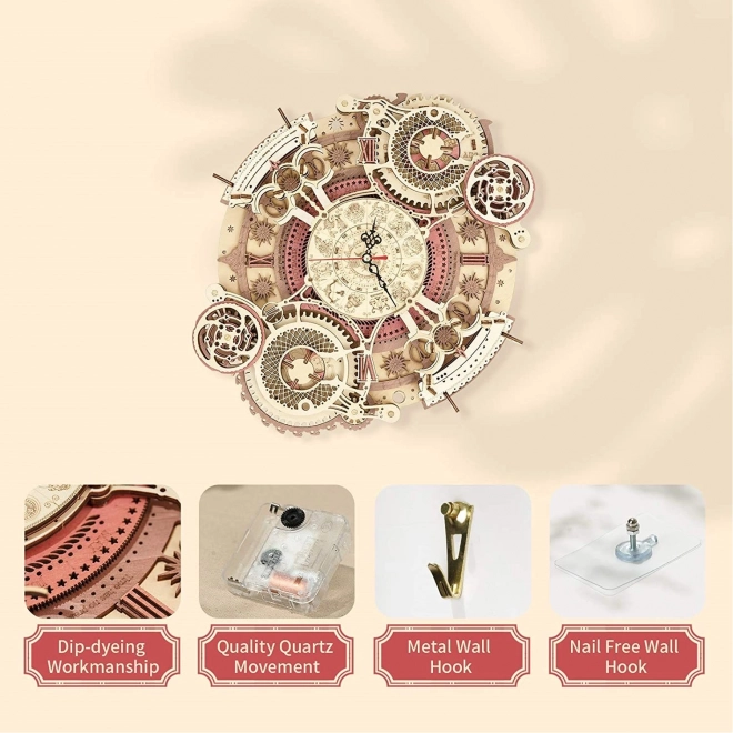 Puzzle Mécanique en Bois 3D RoboTime Horloge avec Calendrier