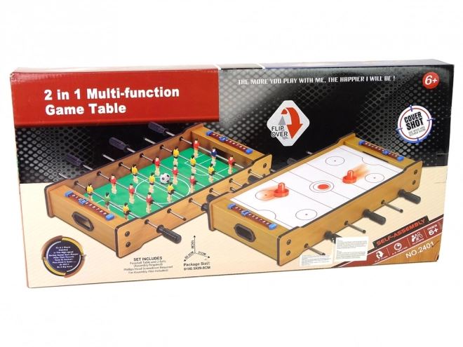 Table en bois 2 en 1 football de table et air hockey