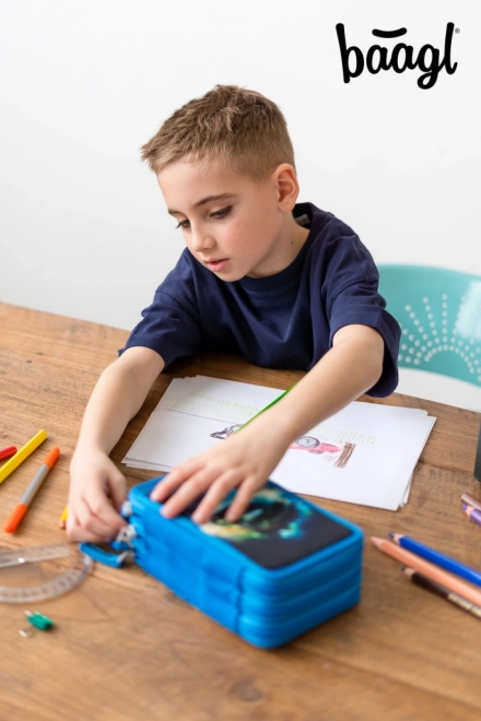 BAAGL Trousse scolaire à trois étages Voiture de course