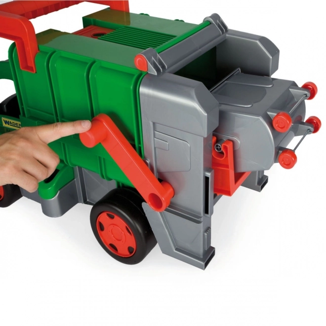 Camion poubelle fonctionnel Wader 65 cm vert avec conteneur en plastique