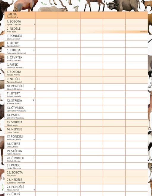 Calendrier de planification familiale Animalium 2026