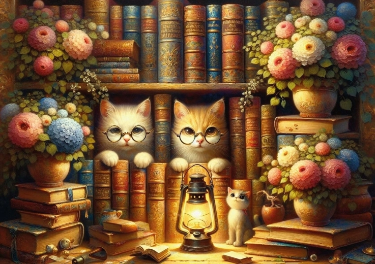 Puzzle Bibliothèque Féline 260 pièces