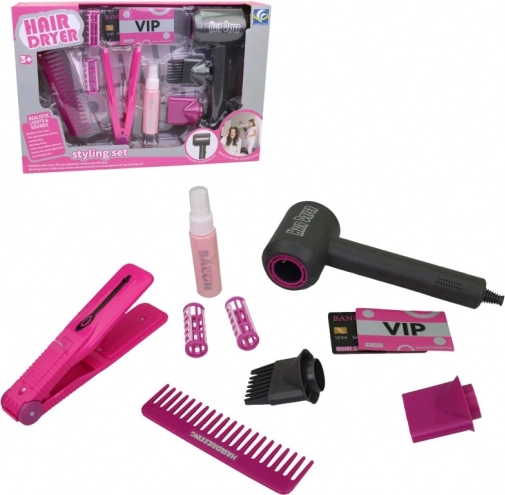 Sèche-cheveux avec accessoires pour enfants, noir
