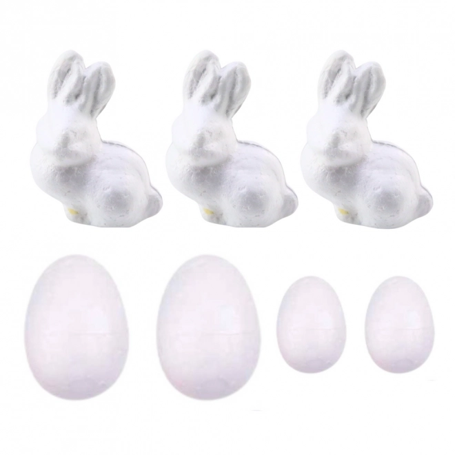Kit de peinture pour décorations en polystyrène 3 lapins et 4 œufs