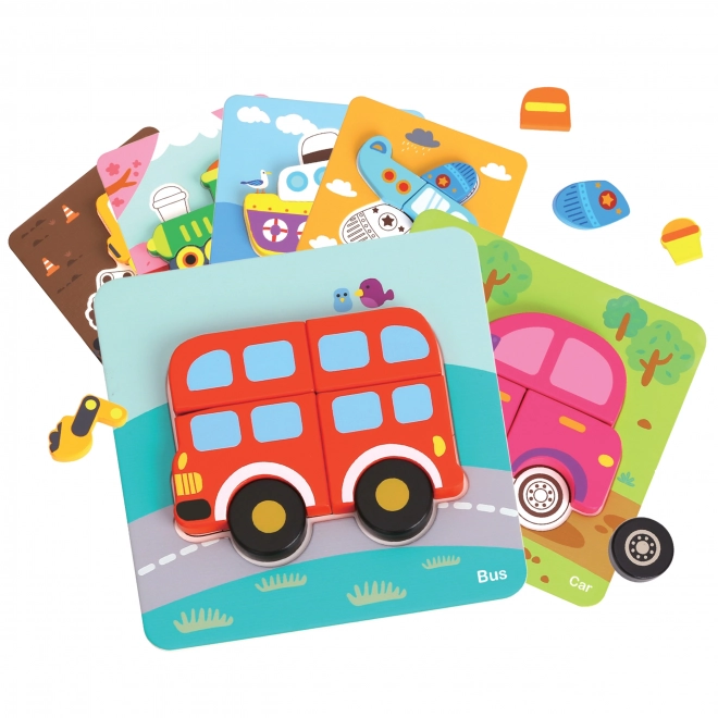 Puzzle en bois véhicules Montessori Woopie FSC