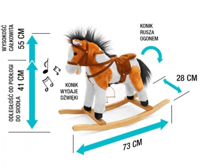 Cheval à bascule brun-blanc