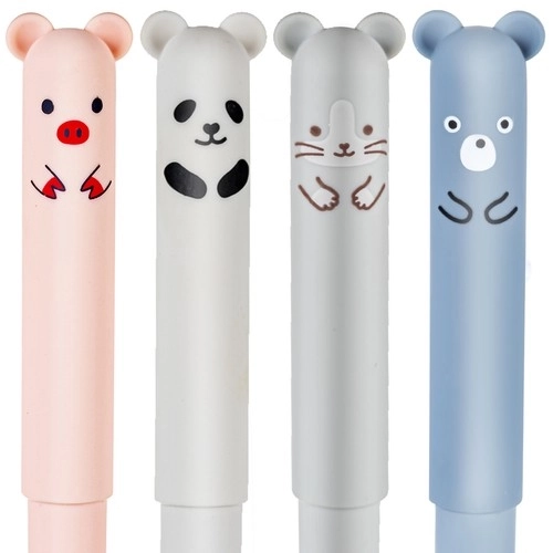 Stylos effaçables avec animaux - 4 pièces