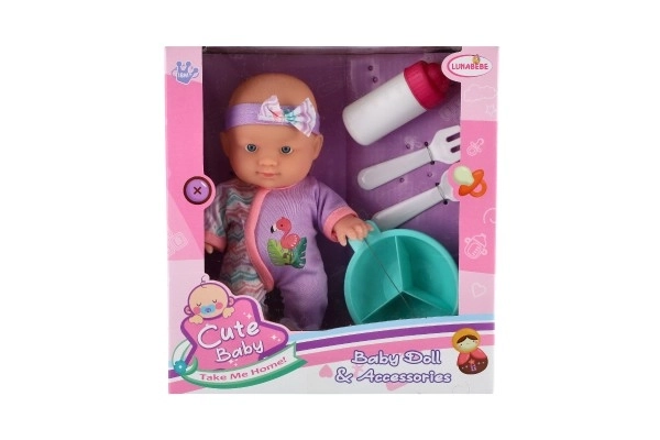 Poupée bébé 20cm corps rigide avec accessoires dans la boîte 23x24x8cm
