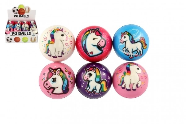 Balle licorne en mousse 8cm mélange de couleurs en sachet 24pcs en boîte