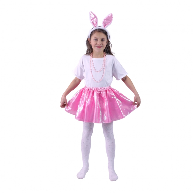 Costume de lapin avec jupe rose et oreilles de lapin
