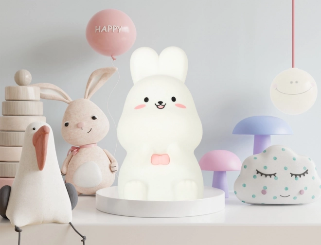 Lampe de nuit LED pour enfant en silicone Blanche avec lapin rose