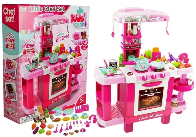Cuisine Enfant avec Grille-pain et Machine à Café Rose