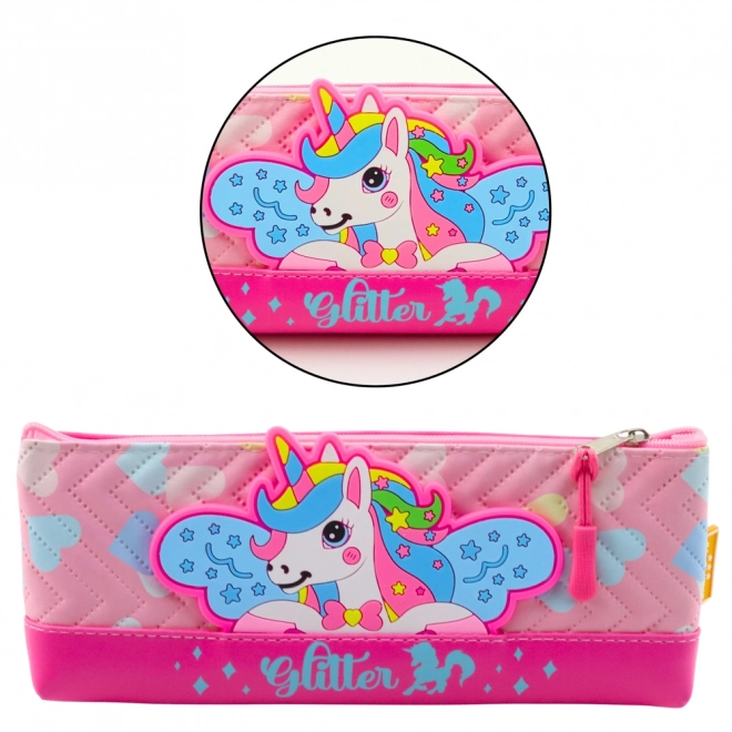 Trousse d'école avec licorne rose 20 x 8,5 cm