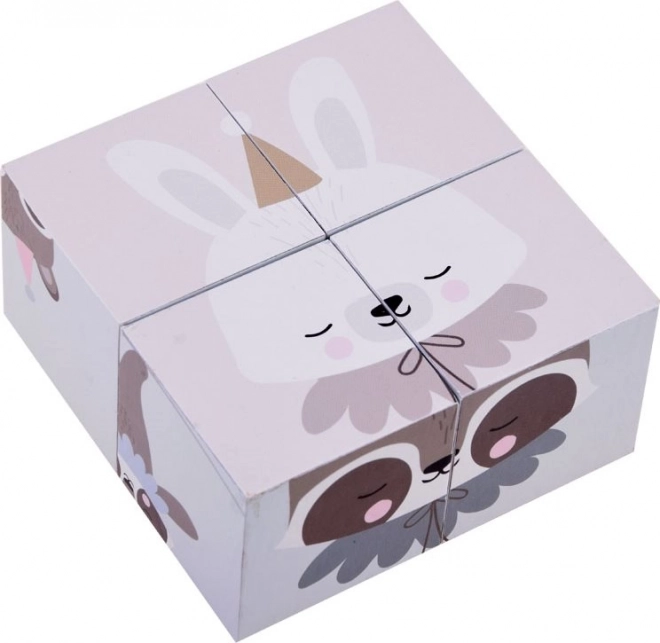 Cubes puzzle en bois avec des animaux