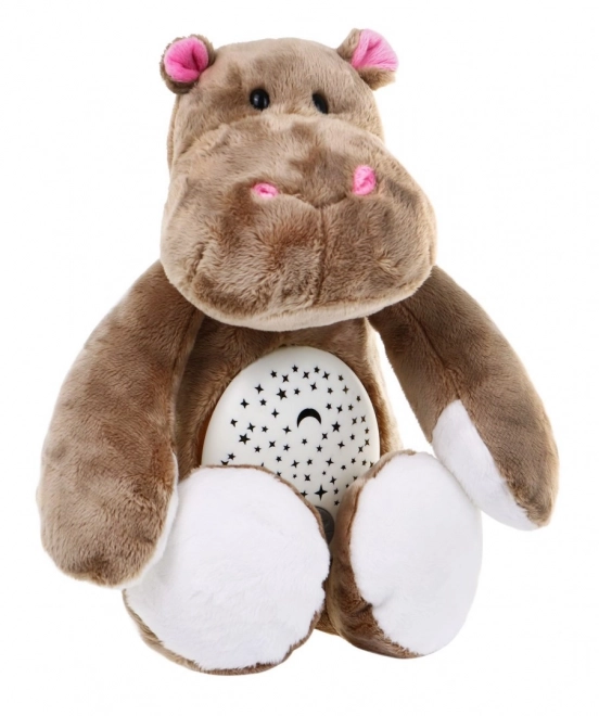 Hippo tétine 3 en 1 pour enfants à partir de 6 mois Jouet sensoriel + Projecteur + Boîte à musique + Peluche