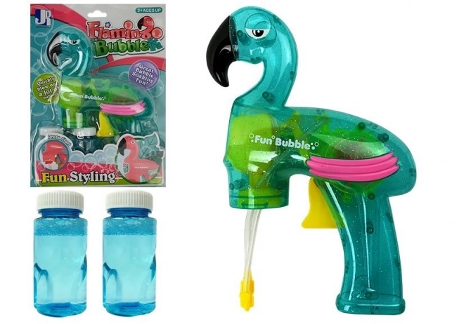 Pistolet à bulles flamant rose bleu