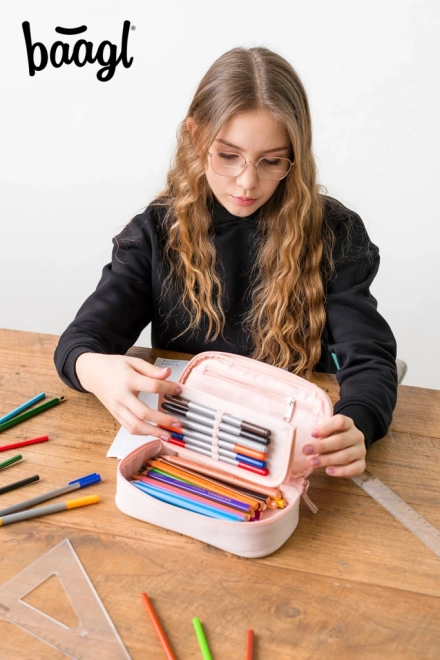 Trousse scolaire Etue Crème
