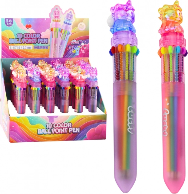 Stylo automatique multicolore Licorne pour enfants 10 en 1