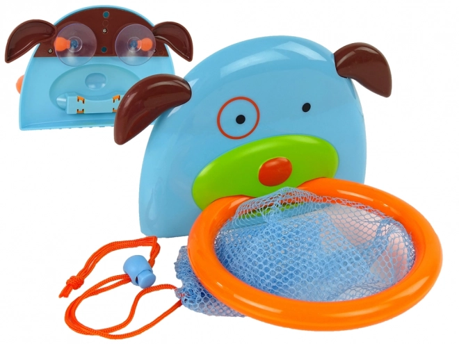 Jouet de bain mini basketball avec chien et poissons en caoutchouc