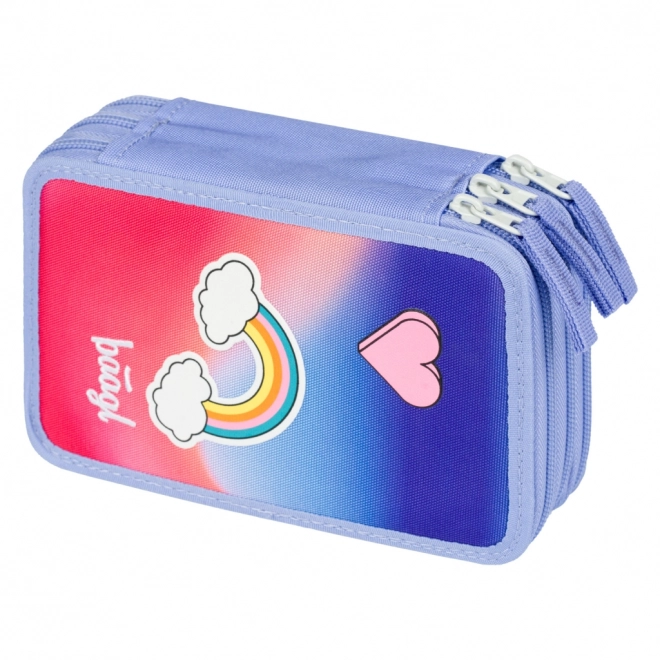 BAAGL trousse scolaire triple arc-en-ciel, violet-rose